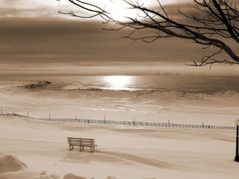 Bench-on-Winter-Beach-sepia